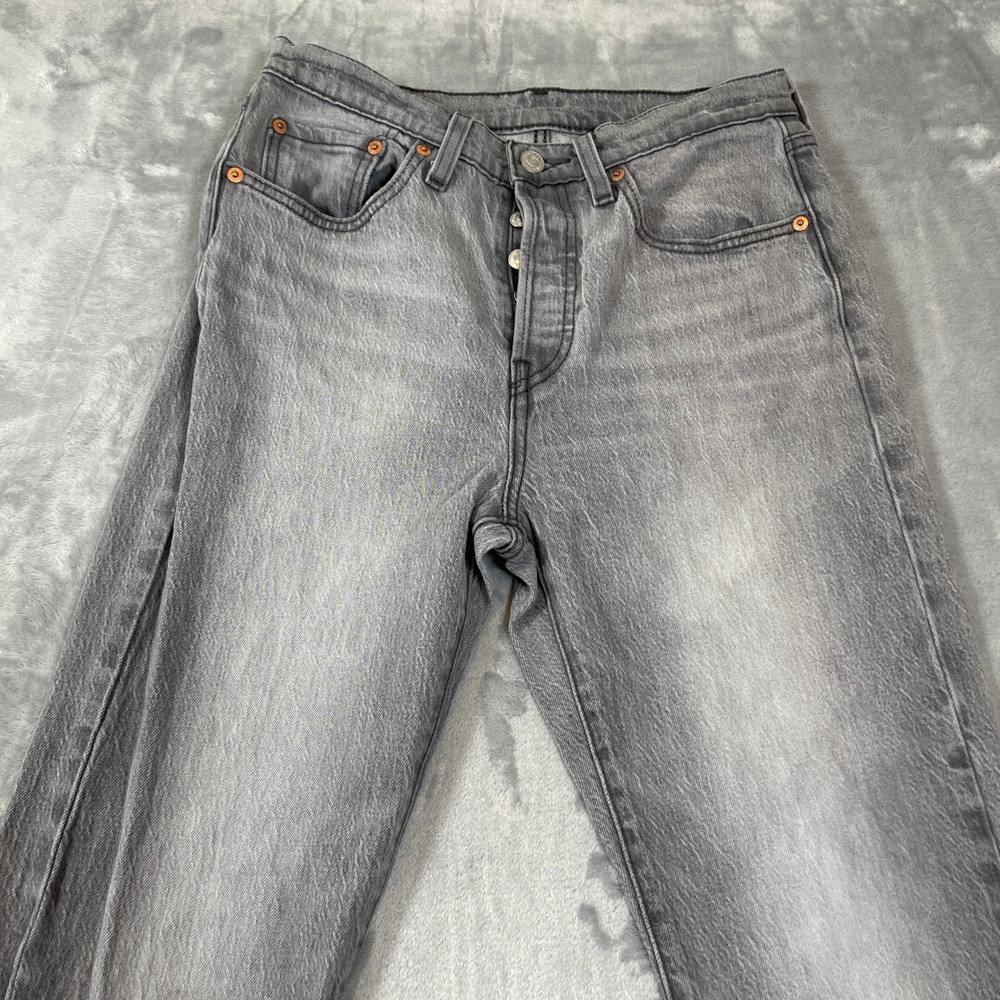 Levis 501 Women's Jeans W27 L30 Original Fit Grey Straight Leg Button Fly - Picture 2 of 8